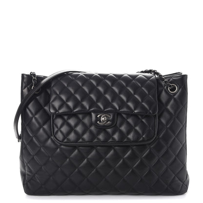 Chanel Calfskin Quilted Large Flap Shopping Tote Black 1 of 13