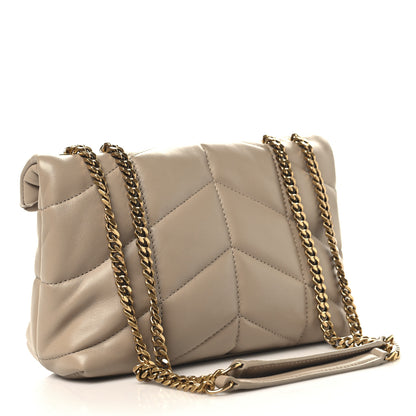 Saint Laurent Lambskin Quilted Toy Loulou Puffer Monogram Chain Satchel Dark Beige 3 of 10