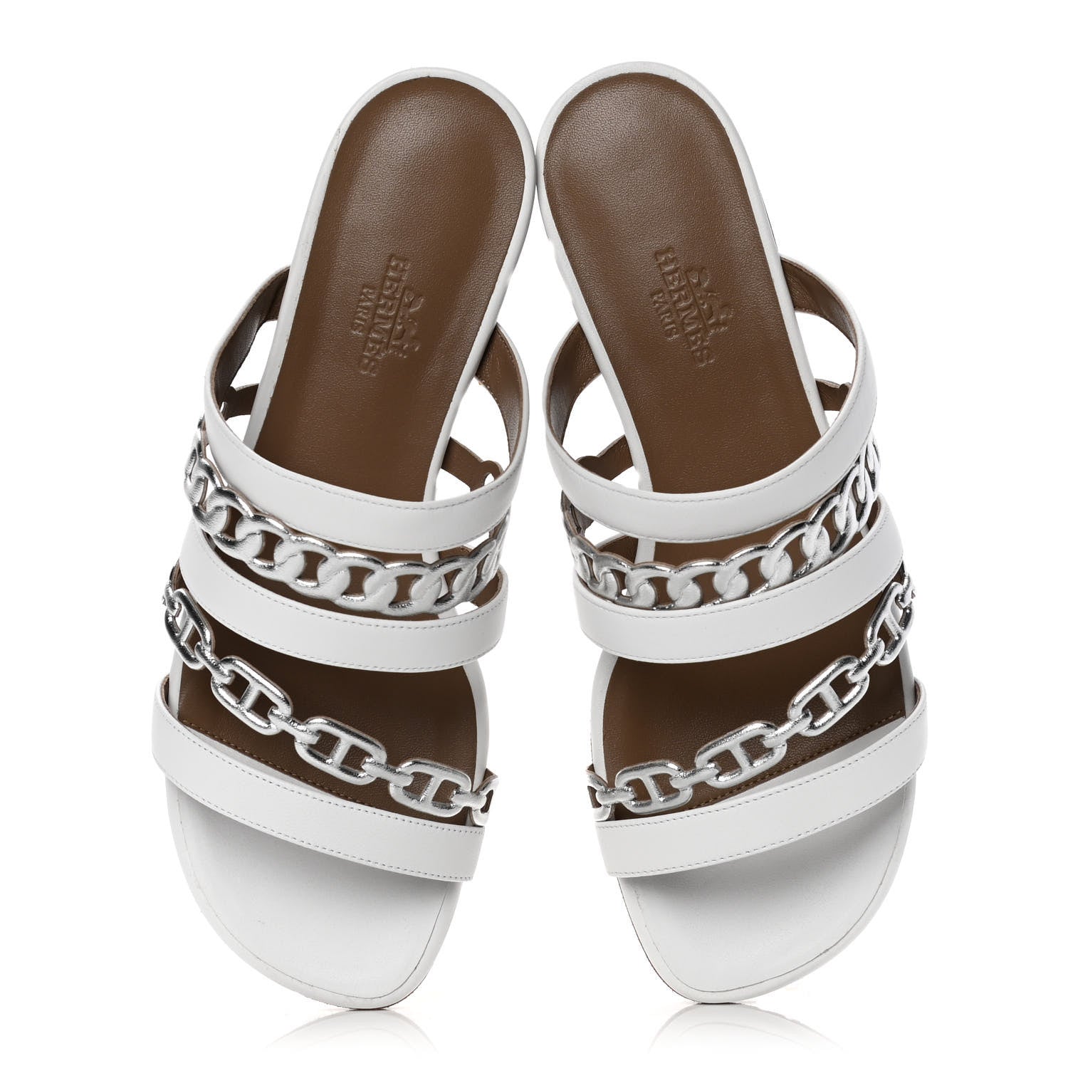 Hermes Nappa Amalfi Sandals 35.5 White Gris Argente 5 of 10
