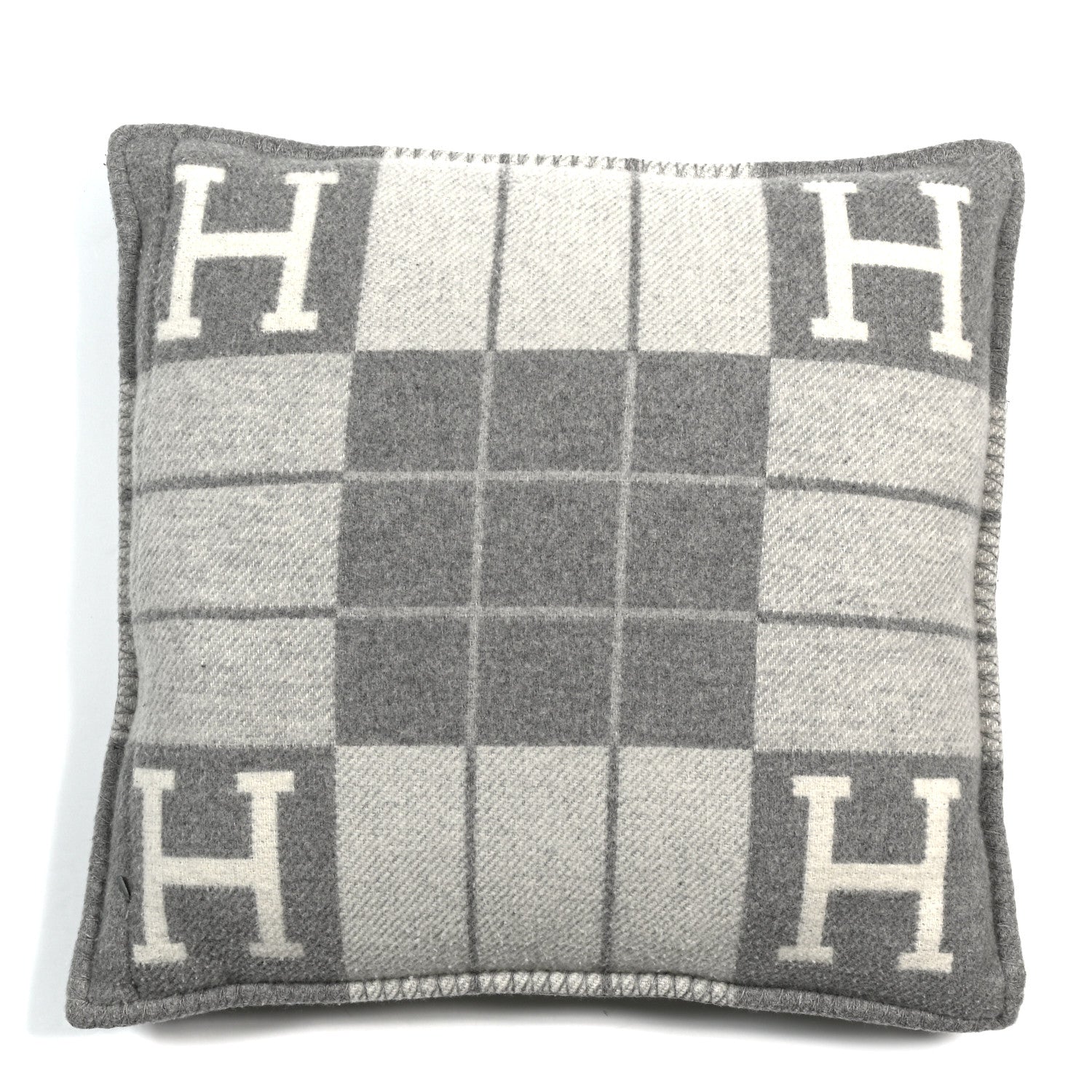 Hermes Wool Cashmere Avalon III Pillow PM Ecru Gris Clair 2 of 3