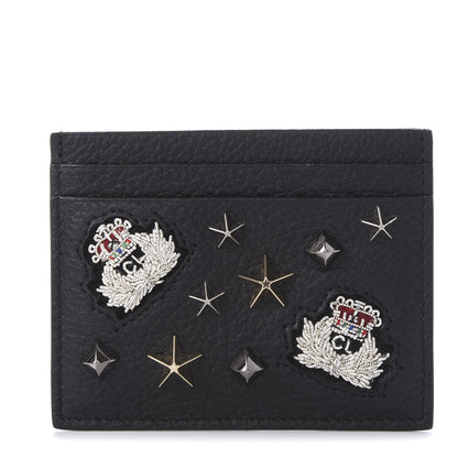 Christian Louboutin Grained Calfskin Kios Star Studded Card Holder Black 1 of 9