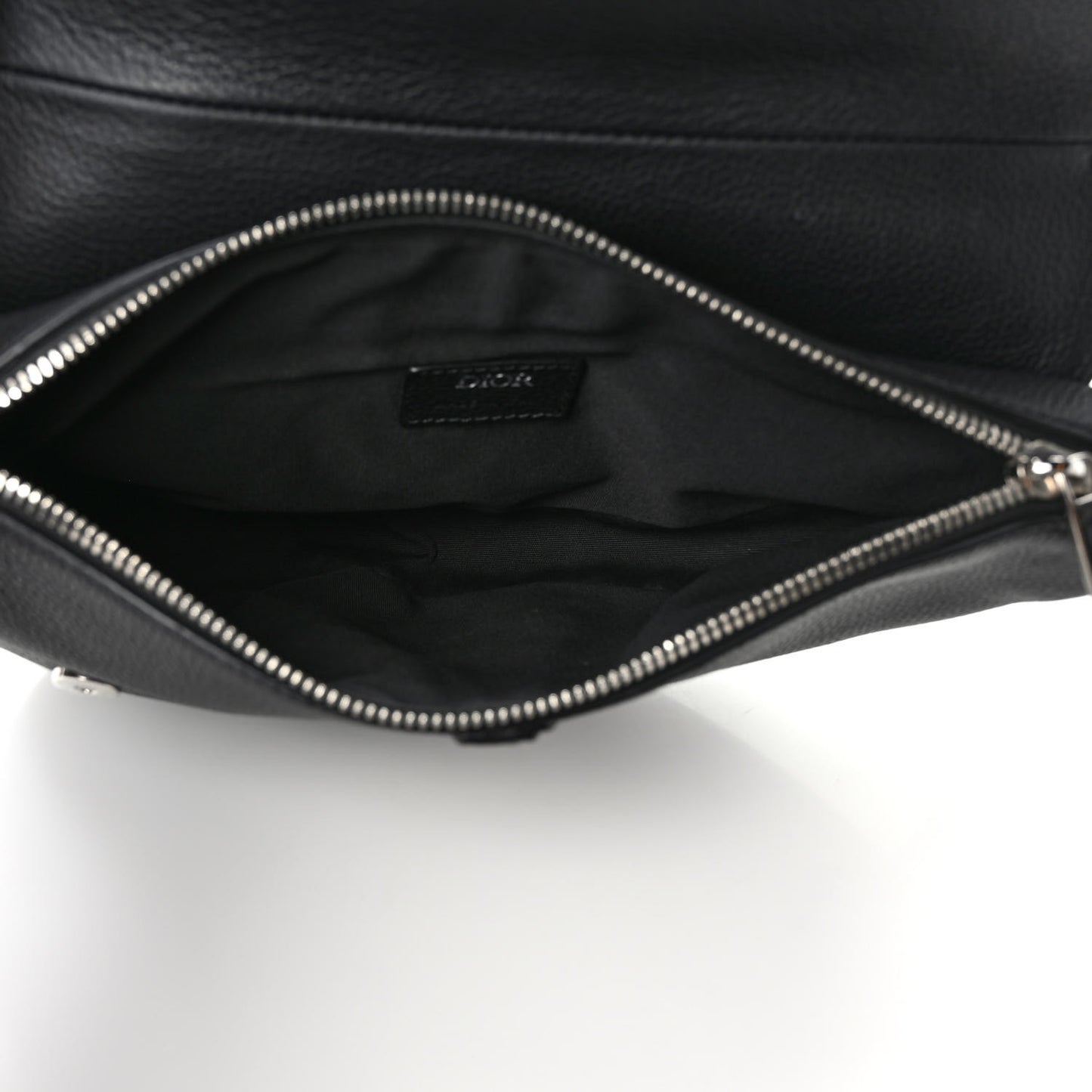 Grained Calfskin Mens Saddle Pouch Black