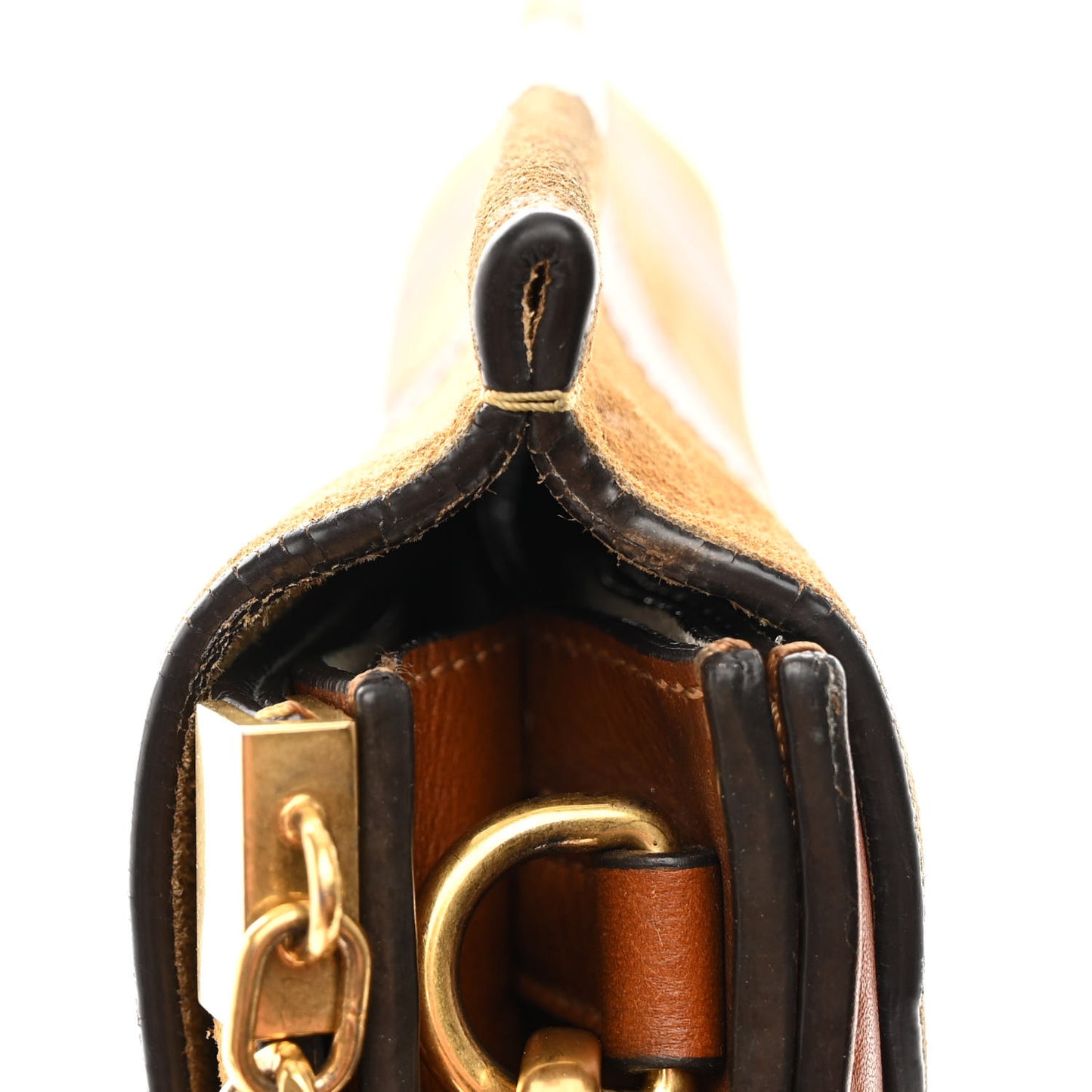 Suede Patchwork Medium Faye Shoulder Bag Brown Multicolor