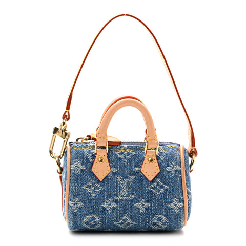 Monogram Micro Speedy Bag Charm Denim Sunset Blue