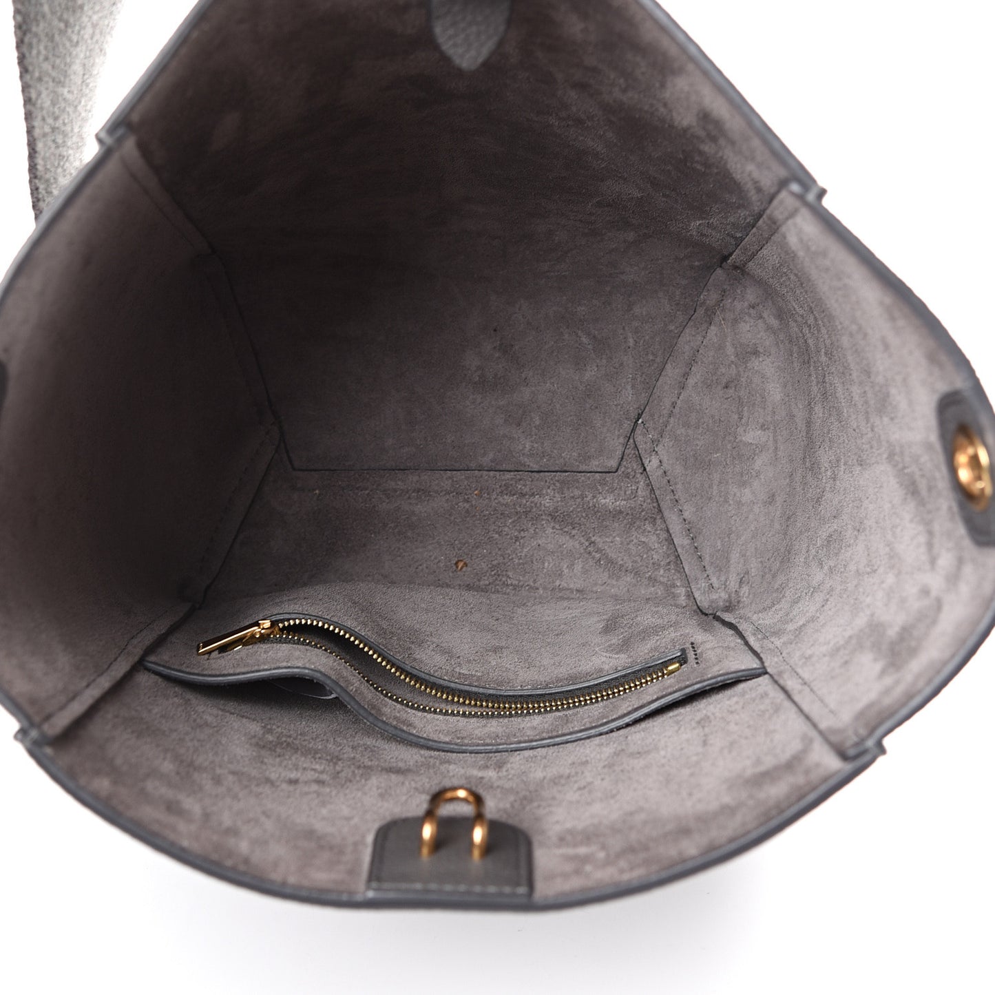 Soft Grained Calfskin Small Sangle Bucket Bag Grey