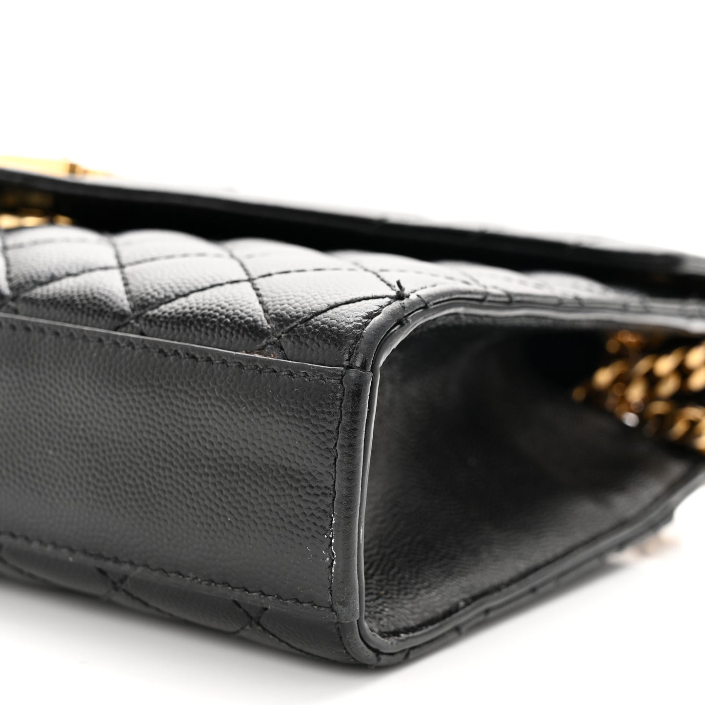 Grain De Poudre Textured Mixed Matelasse Triquilt Medium Monogram Satchel Black