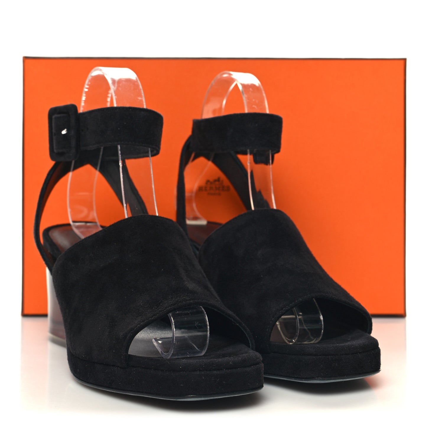 Suede Goatskin Polycarbonate Womens Flirt 60 Sandals 37 Black Ombre
