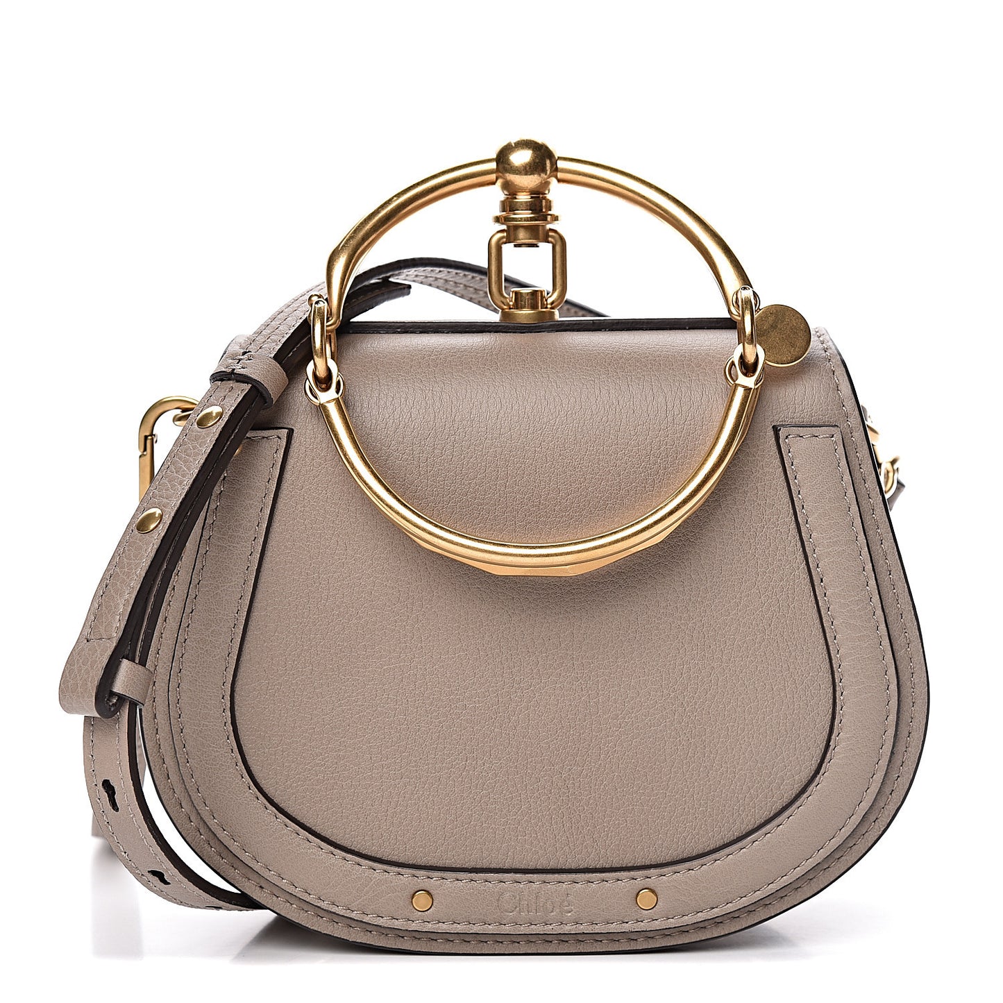 Calfskin Suede Small Nile Bracelet Bag Motty Grey