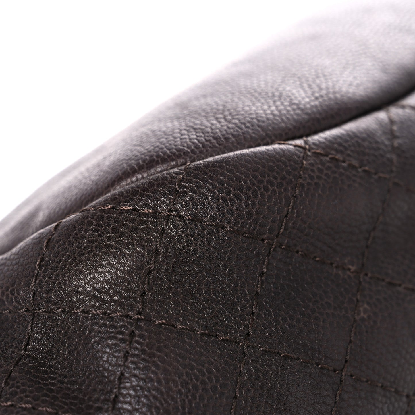 Caviar Half Moon Large Flap Dark Brown