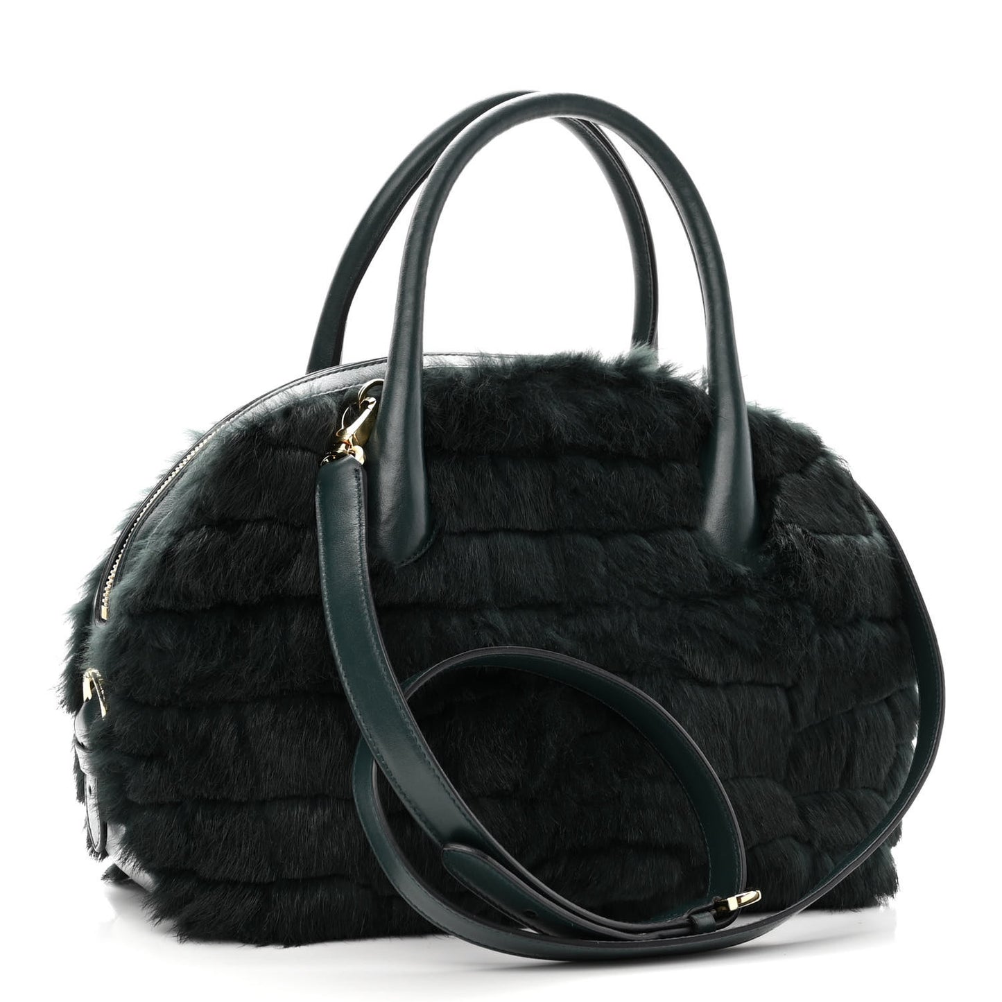 Fur Calfskin Fiamma Bag Dark Green