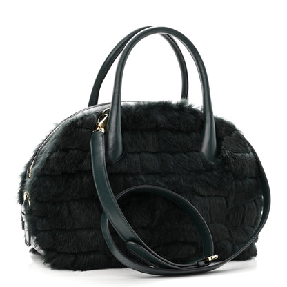 Salvatore Ferragamo Fur Calfskin Fiamma Bag Dark Green 2 of 9