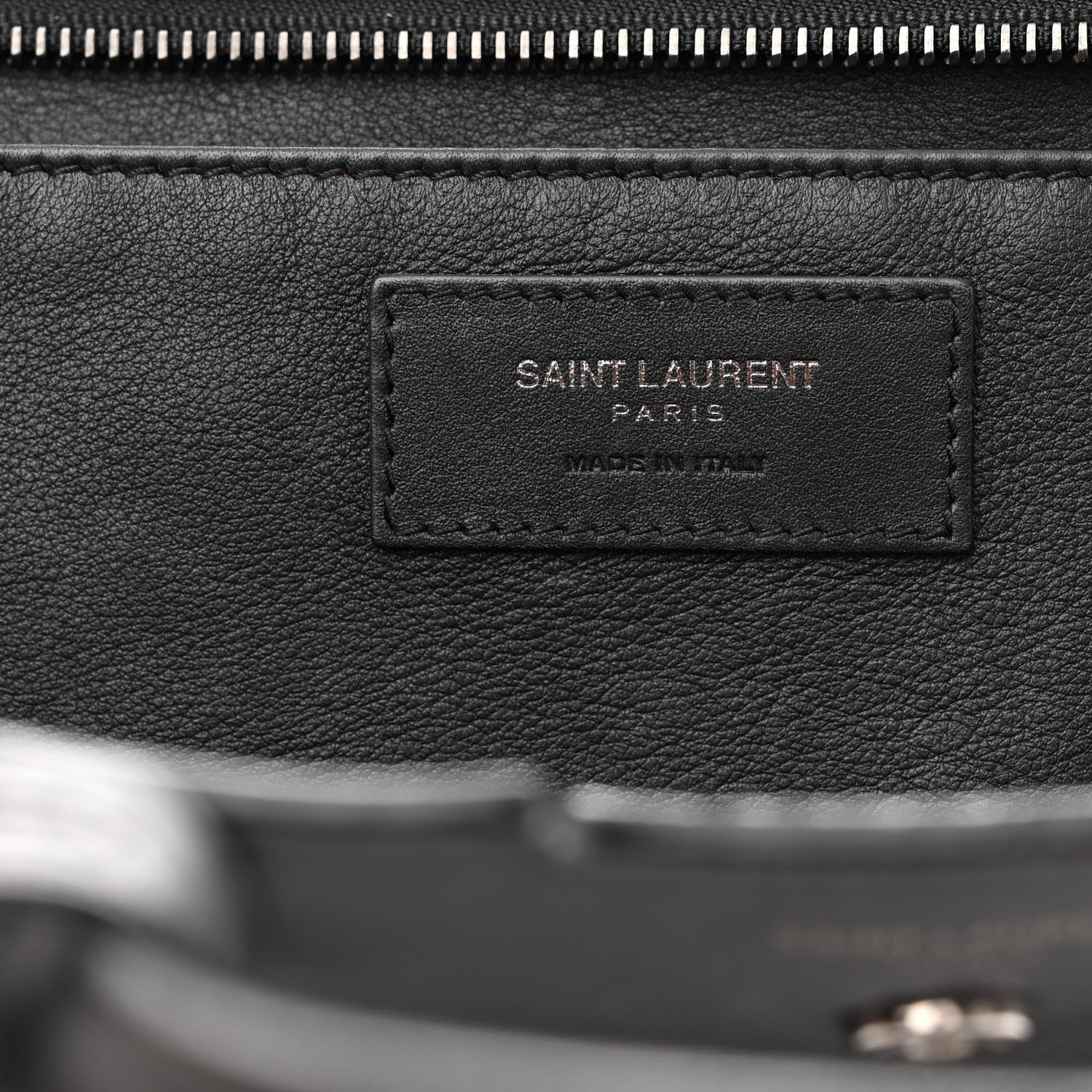 Saint Laurent Smooth Calfskin Crocodile Embossed Baby Monogram Downtown Cabas Black 6 of 9