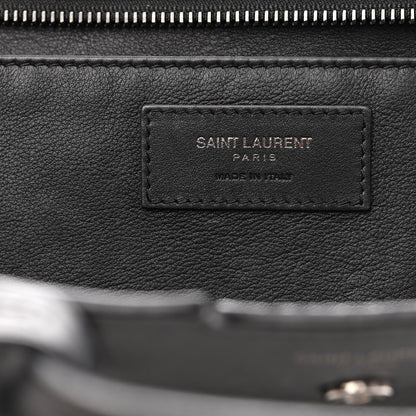 Saint Laurent Smooth Calfskin Crocodile Embossed Baby Monogram Downtown Cabas Black 6 of 9