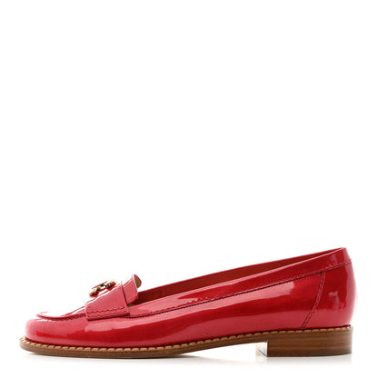 Chanel Patent CC Loafers 37 Red 1 of 10