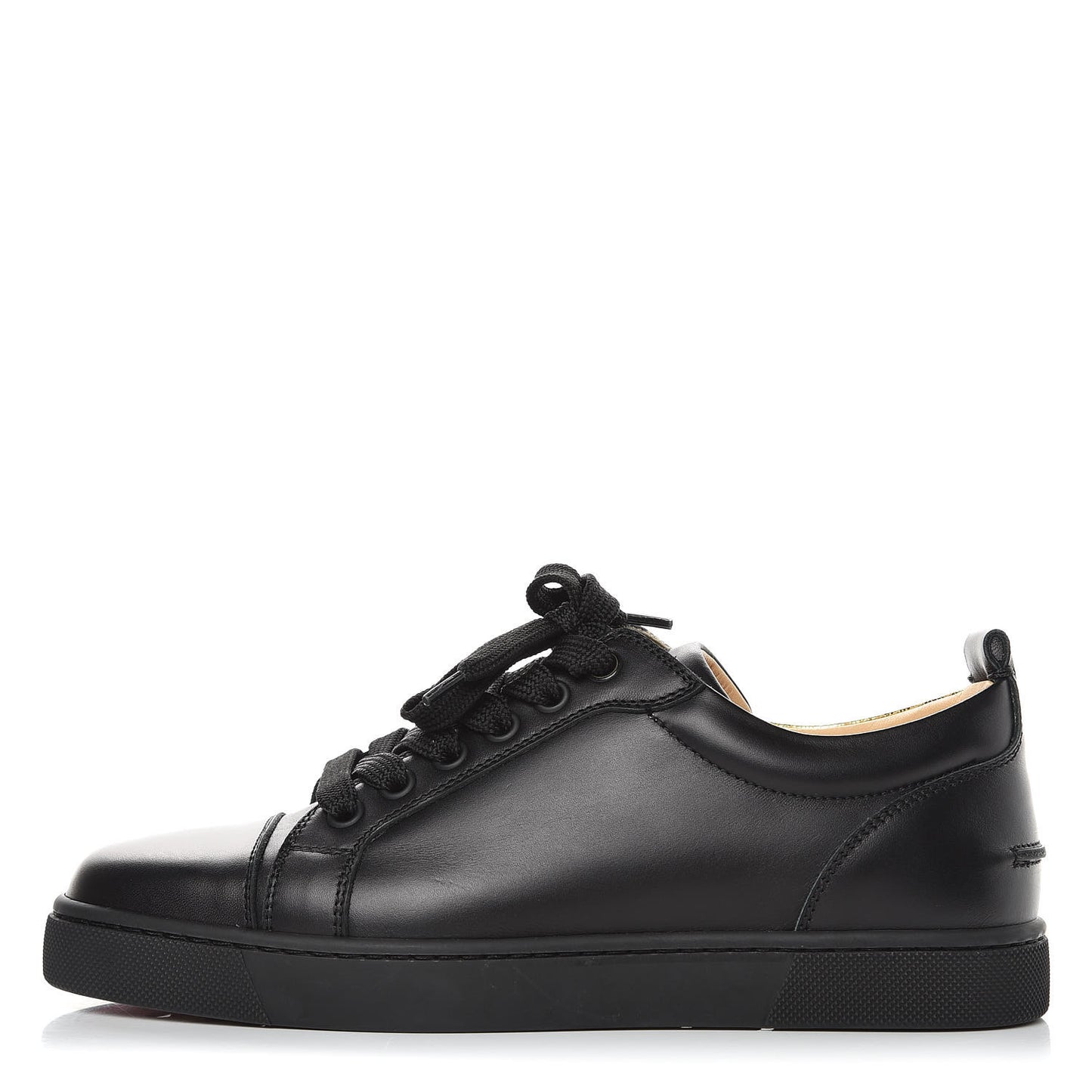 Calfskin Laminato Dino Womens Ying Louis Junior Flat Sneakers 36 Black Gold