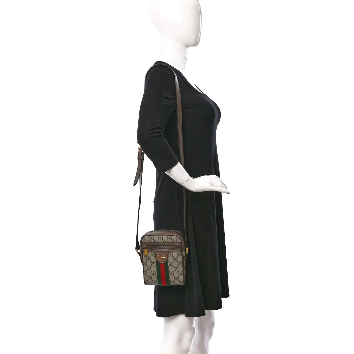 GG Supreme Monogram Web Mini Ophidia Messenger Brown