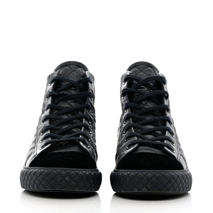 Chanel Calfskin High Top CC Sneakers 36.5 Black 2 of 16