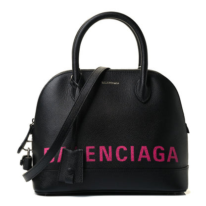 Balenciaga Signature Grained Calfskin Logo S Ville Top Handle Bag Black Rose Shocking 1 of 4