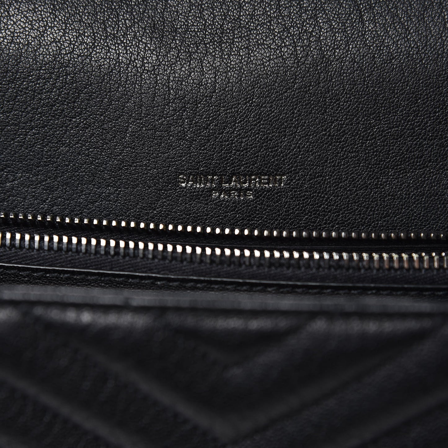 Sheepskin Matelasse Chevron Monogram Large College Satchel Black
