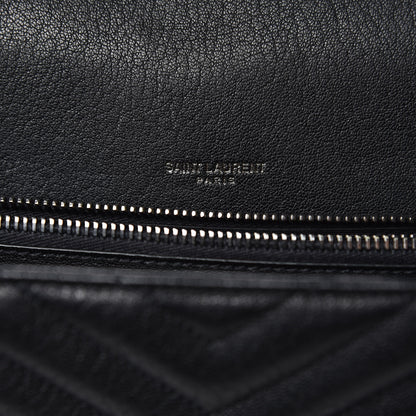 Saint Laurent Sheepskin Matelasse Chevron Monogram Large College Satchel Black 6 of 10