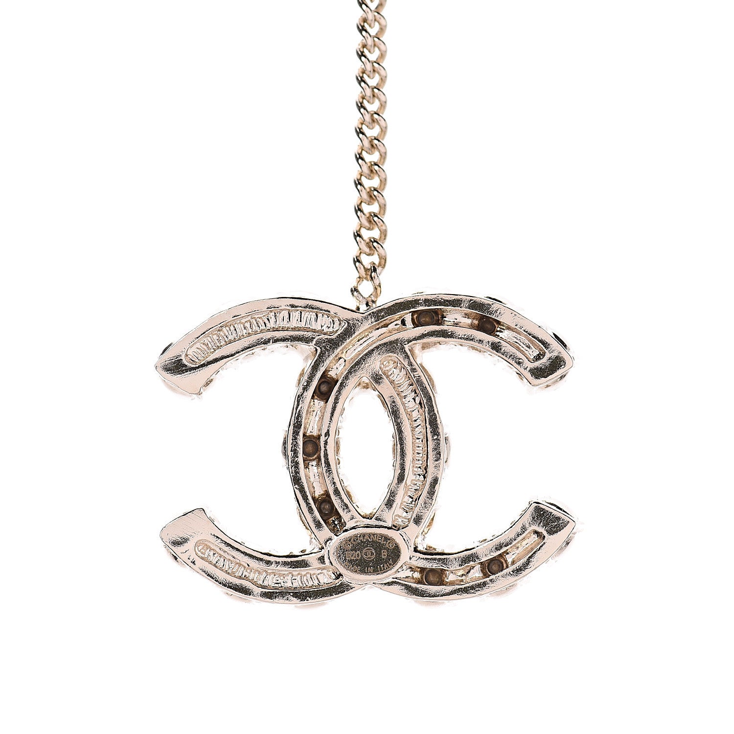 Chanel Crystal Pearl CC Drop Earrings Gold 3 of 4