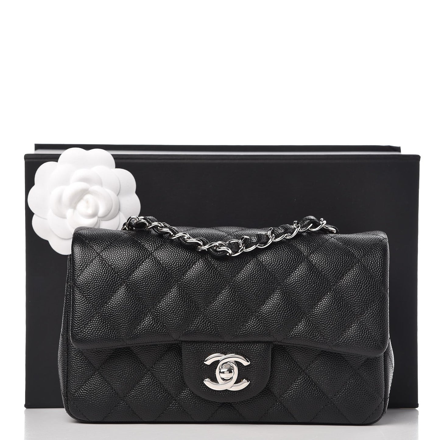 Caviar Quilted Mini Rectangular Flap Black