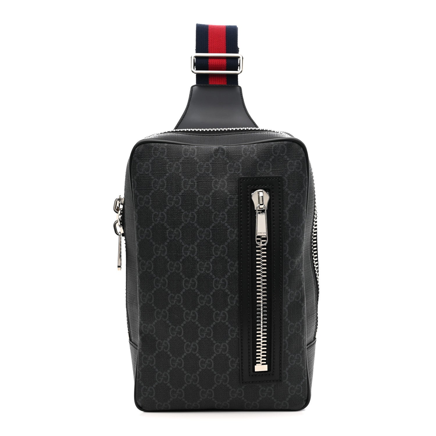 Gucci GG Supreme Monogram Web Belt Bag Black Grey 1 of 10