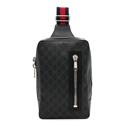 Gucci GG Supreme Monogram Web Belt Bag Black Grey 1 of 10