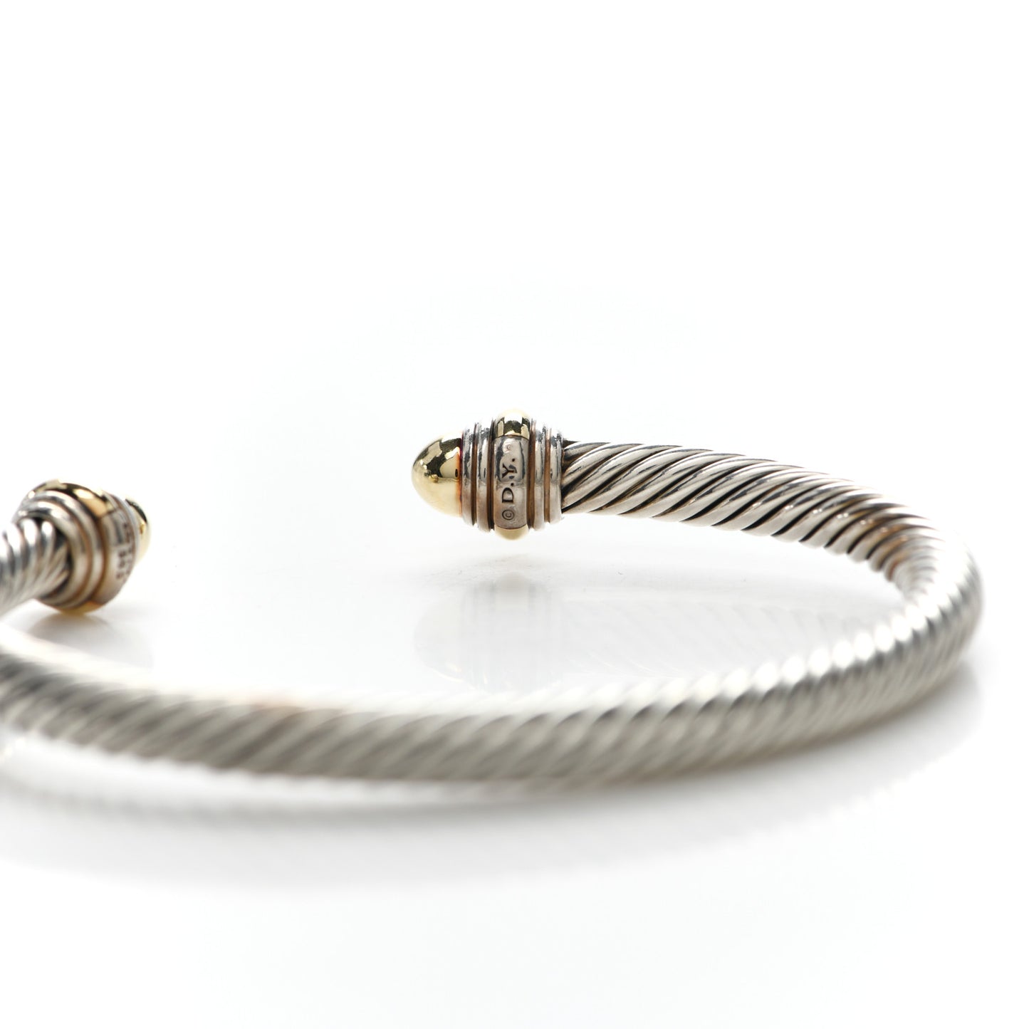 Sterling Silver 14K Yellow Gold 5mm Cable Classics Dome Bracelet