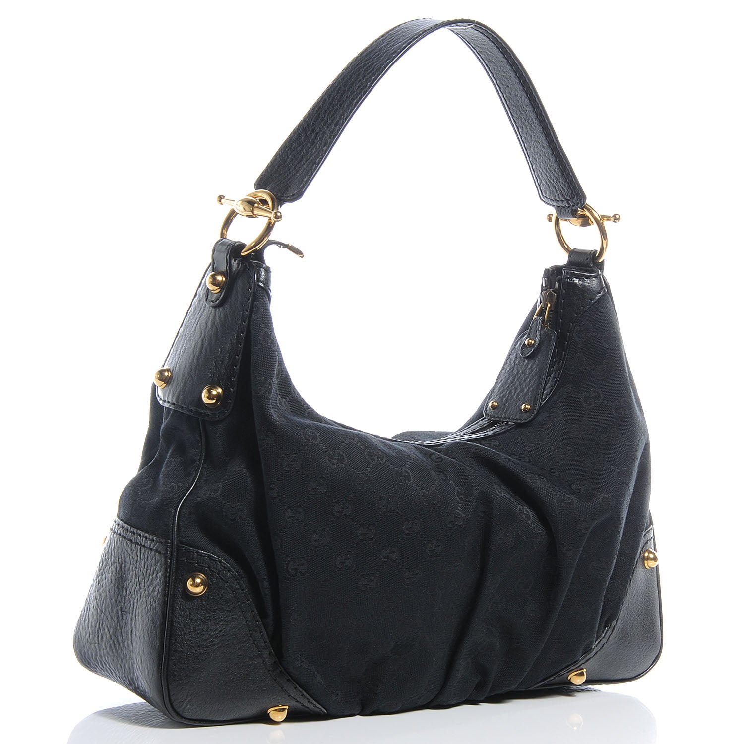 Gucci Monogram GG Medium Jockey Hobo Black 3 of 7