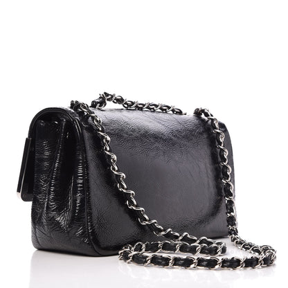 Chanel Distressed Patent Calfskin Small Frame Single Flap Black 3 of 7