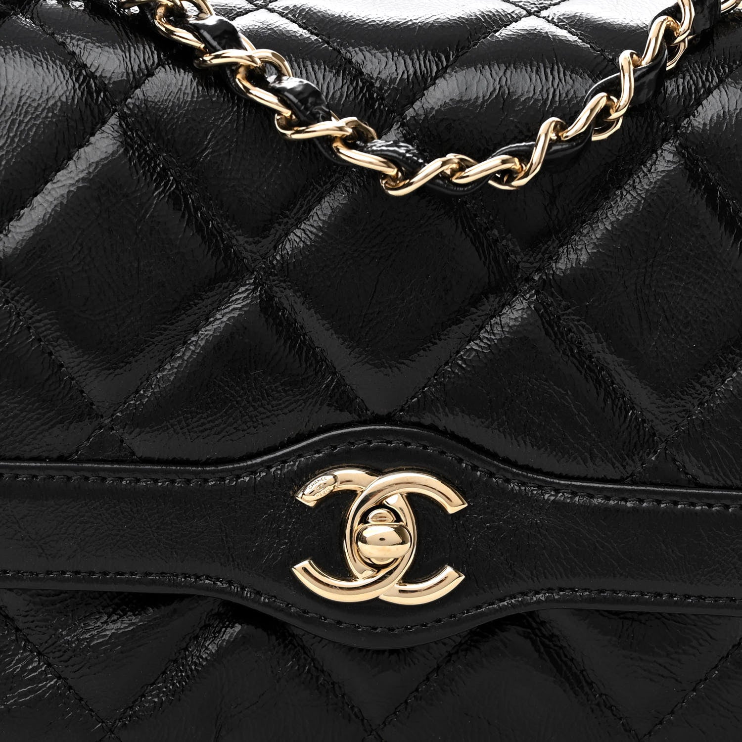 Chanel Crumpled Glazed Lambskin Quilted Mini Flap Black 7 of 10