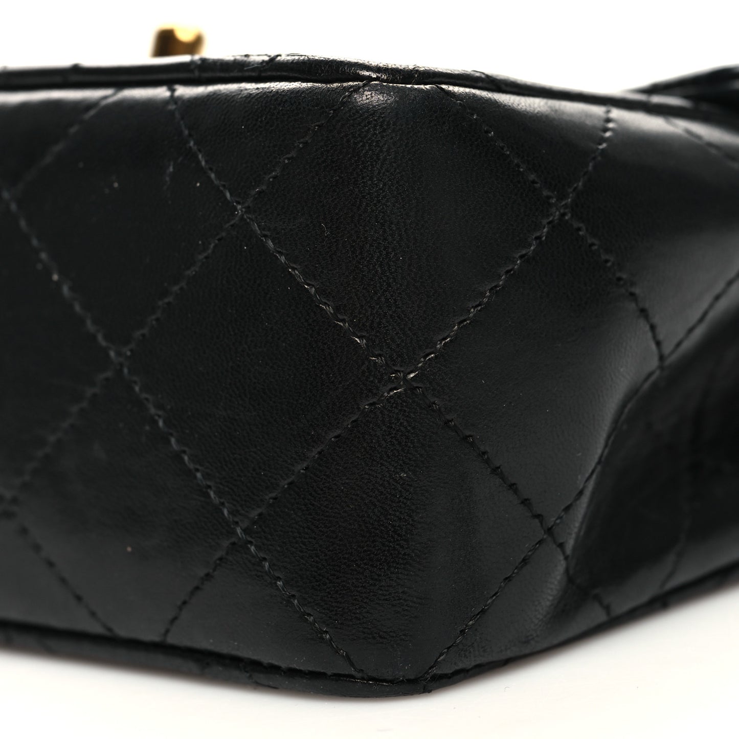 Lambskin Quilted Mini Square Flap Bag Black