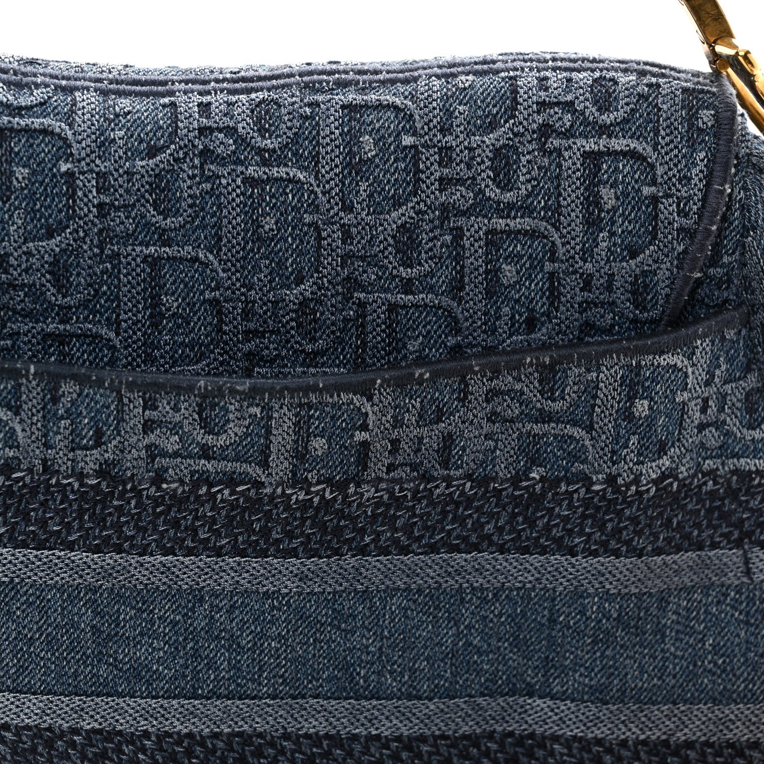 Christian Dior Oblique Embroidered Saddle Bag Denim Blue 18 of 18