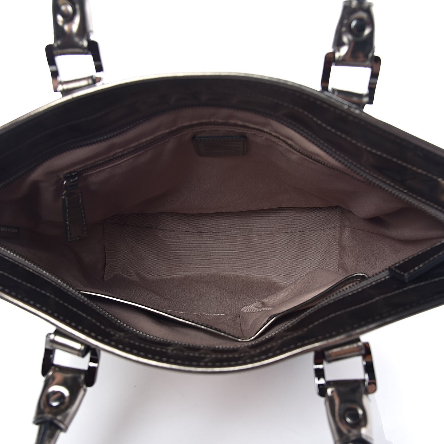 Metallic Calfskin Nova Check Tote Pewter