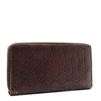 Gucci Guccissima Margaux Calfskin Metal Bar Zip Around Wallet Chocolate 3 of 8