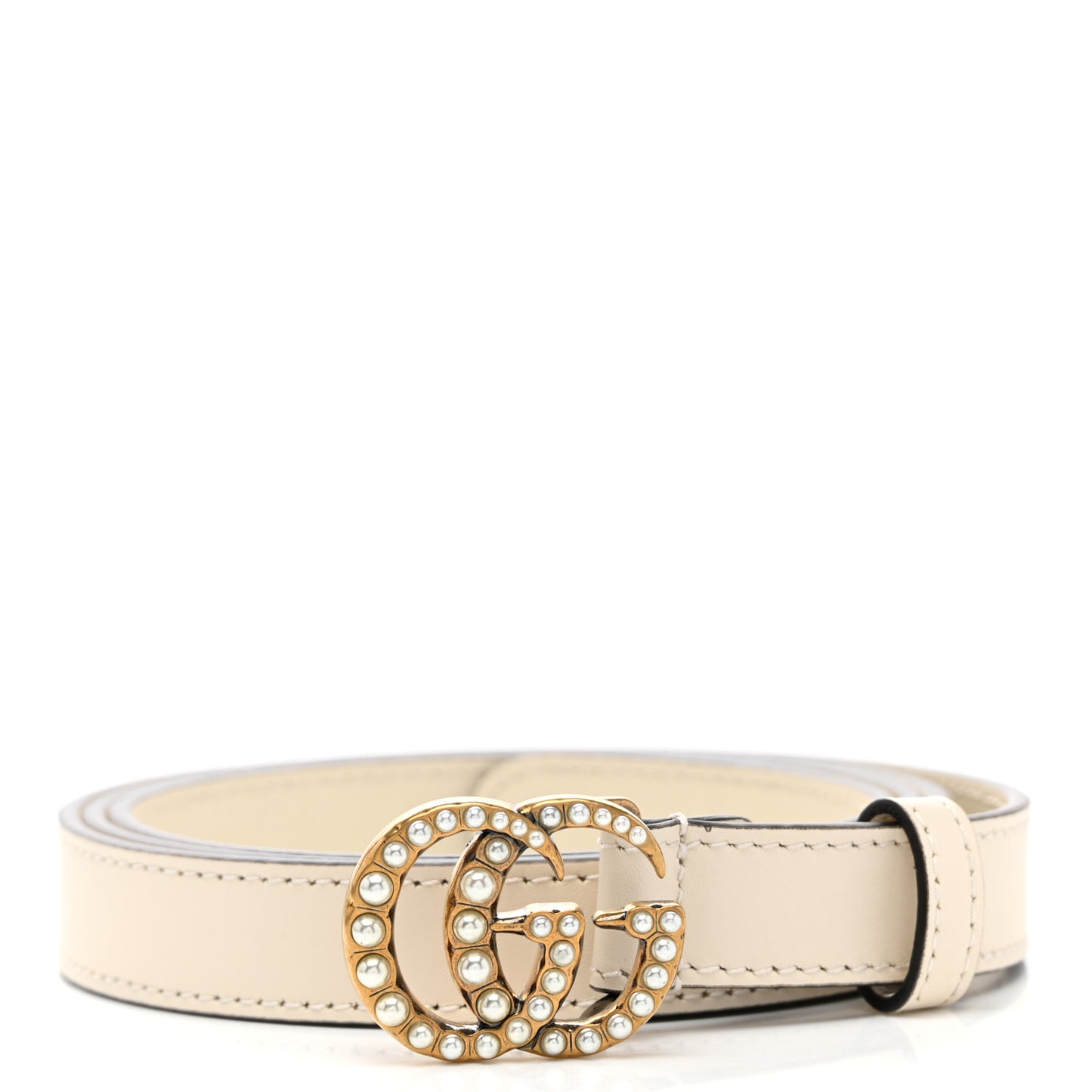 Calfskin Pearl Double G 20mm Belt 110 44 Ivory