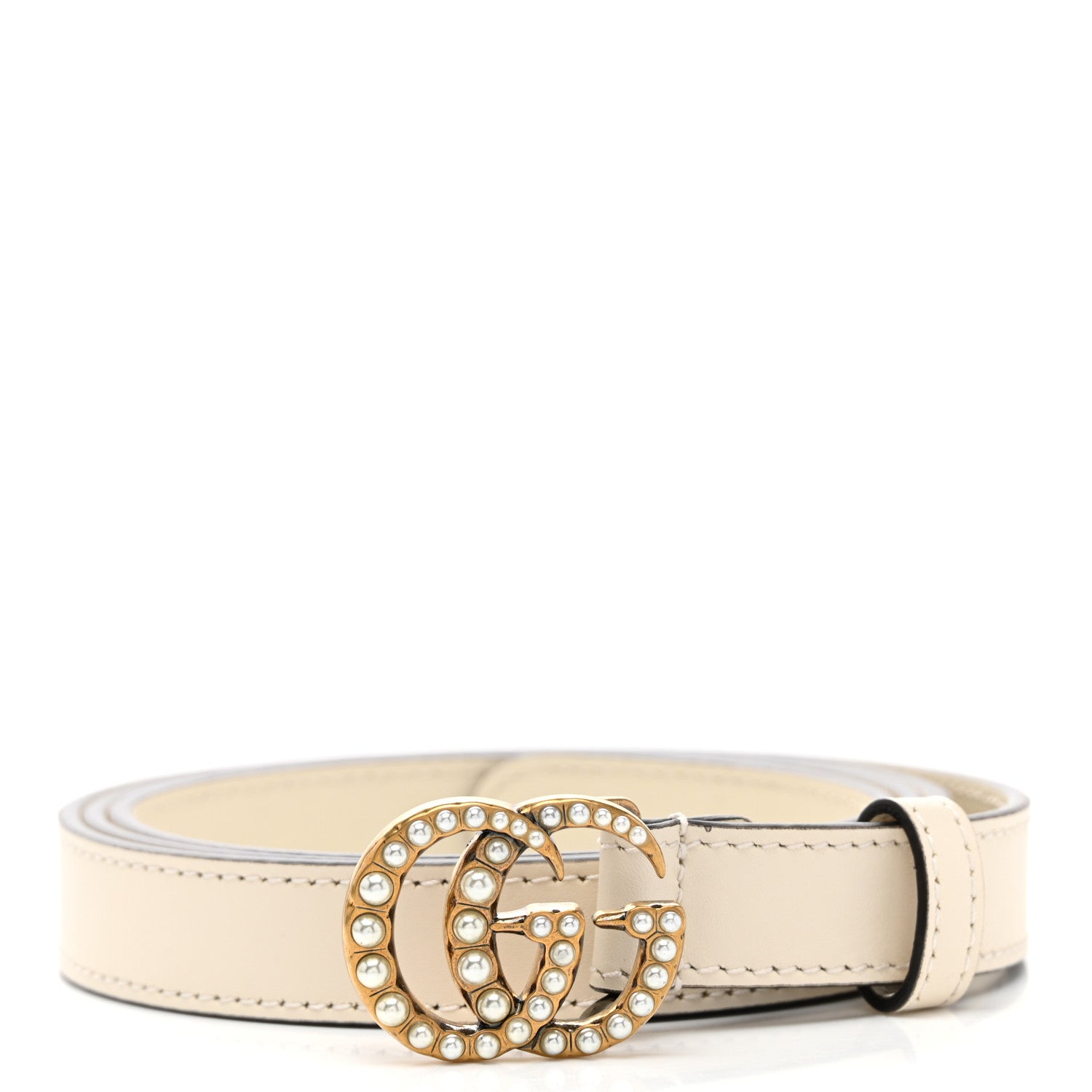 Gucci Calfskin Pearl Double G 20mm Belt 110 44 Ivory 1 of 5