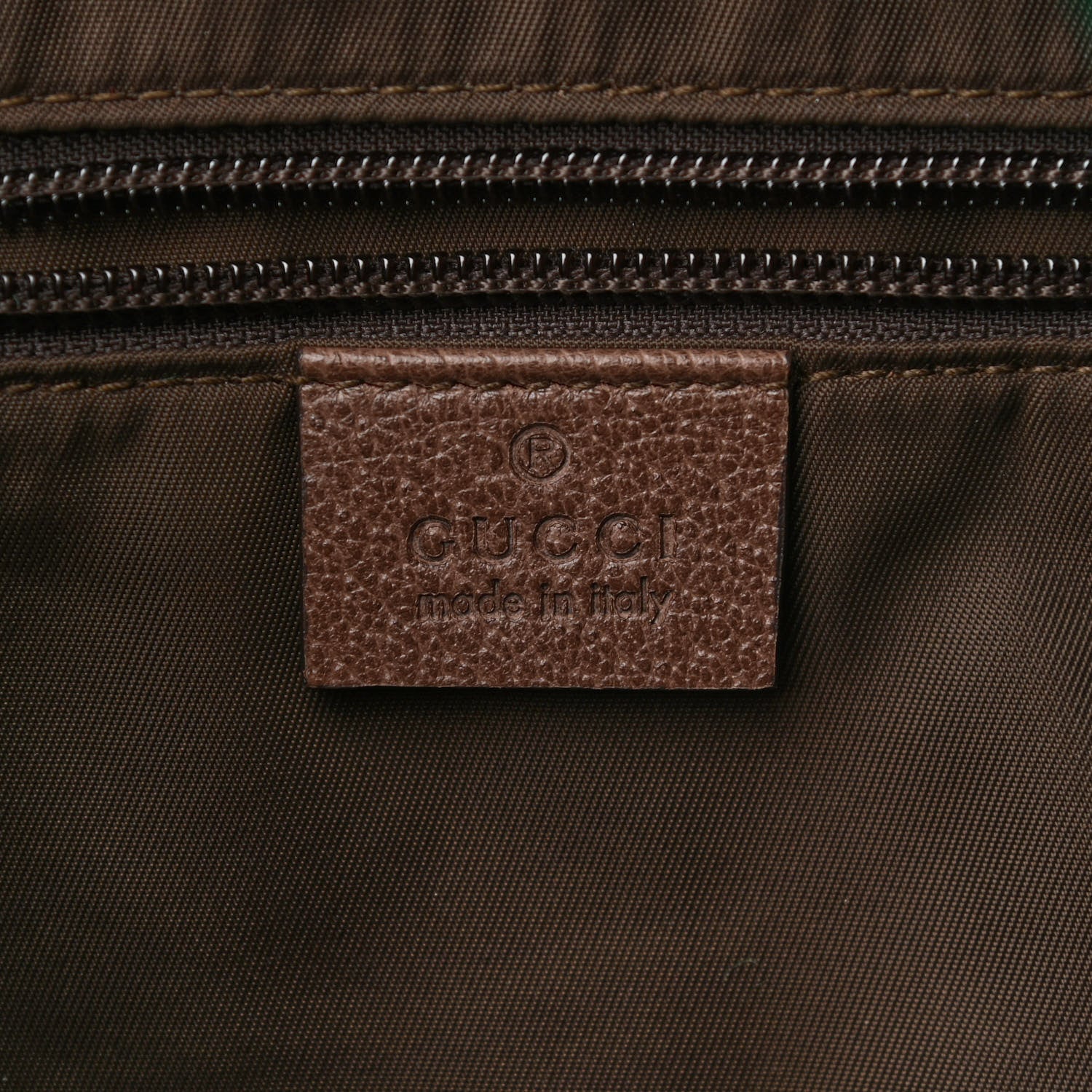 Gucci Velvet Jacquard Tapestry Script Logo Large Double Pocket Backpack Green Multicolor 7 of 12