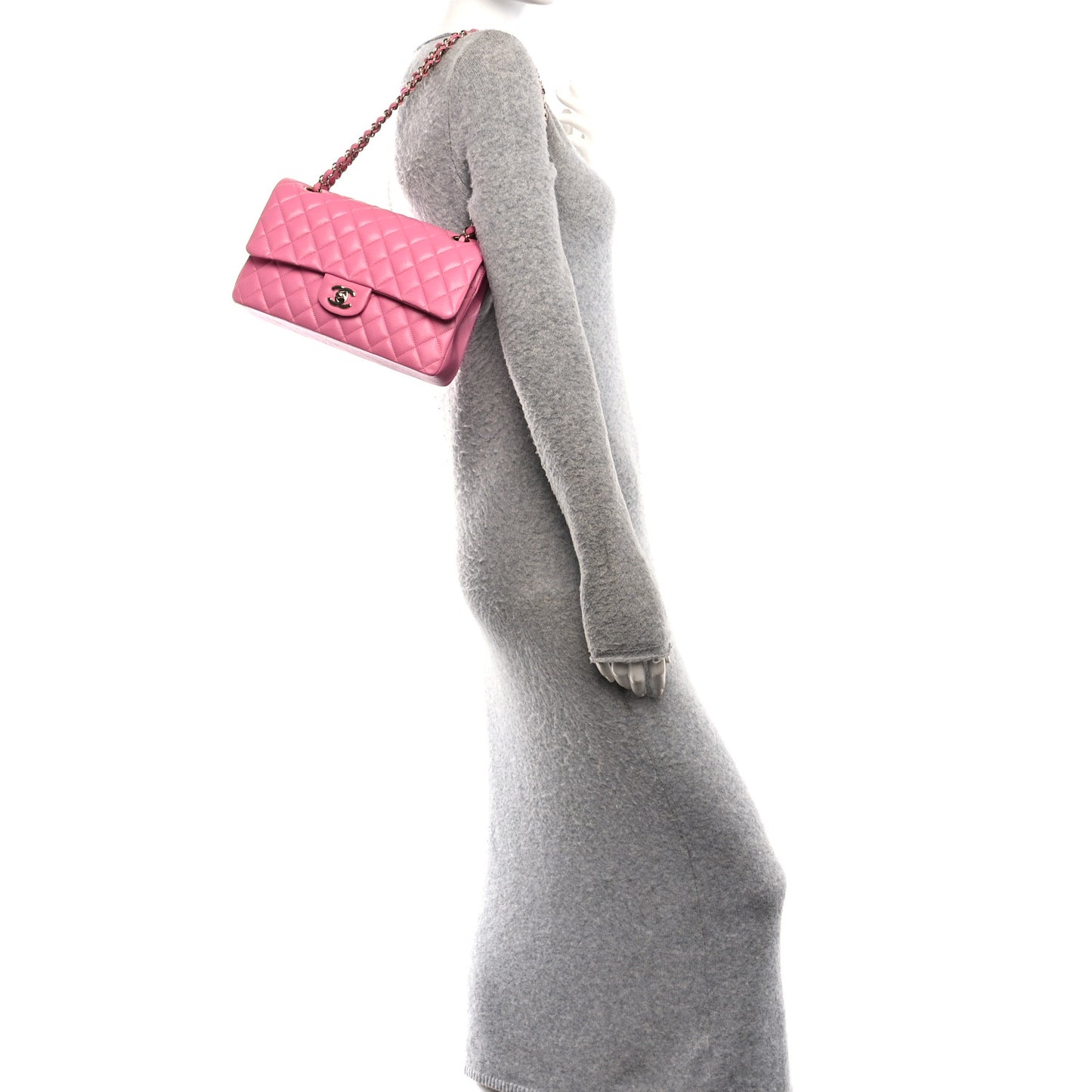 Caviar Quilted Medium Double Flap Pink