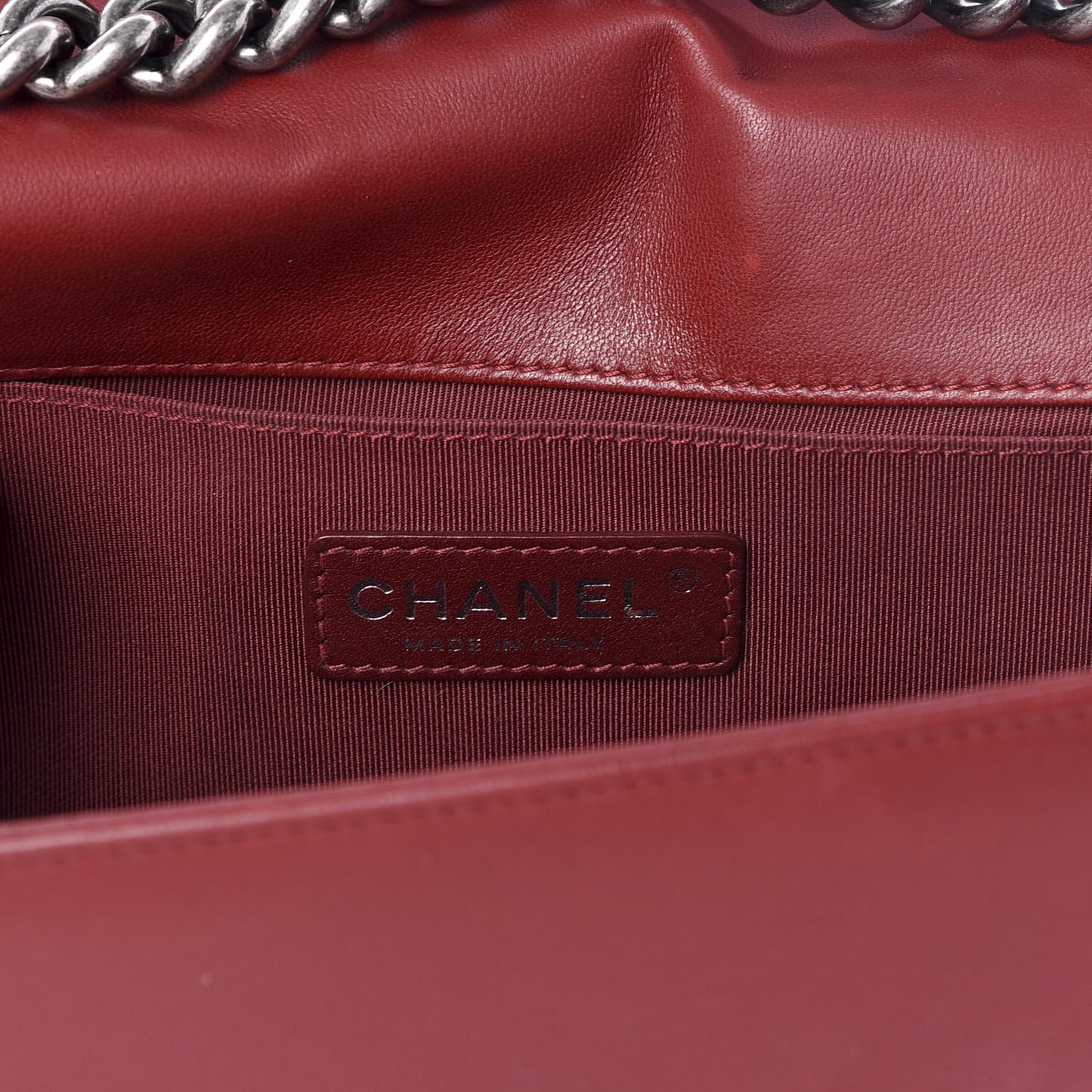 Lambskin Quilted Medium Boy Flap Dark Red