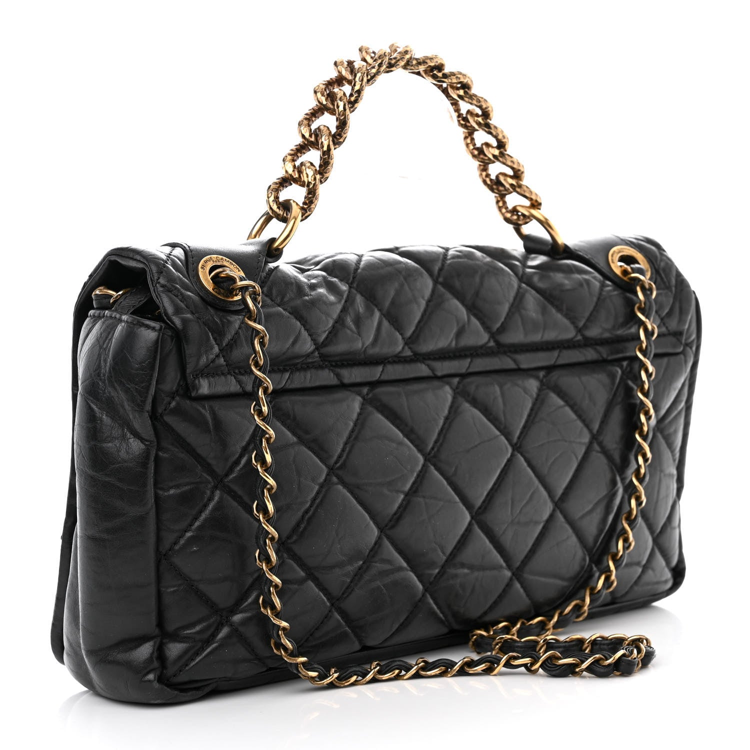 Chanel Aged Calfskin Quilted Medium Pondichery Flap Black 3 of 14