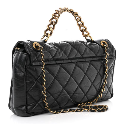 Chanel Aged Calfskin Quilted Medium Pondichery Flap Black 3 of 14