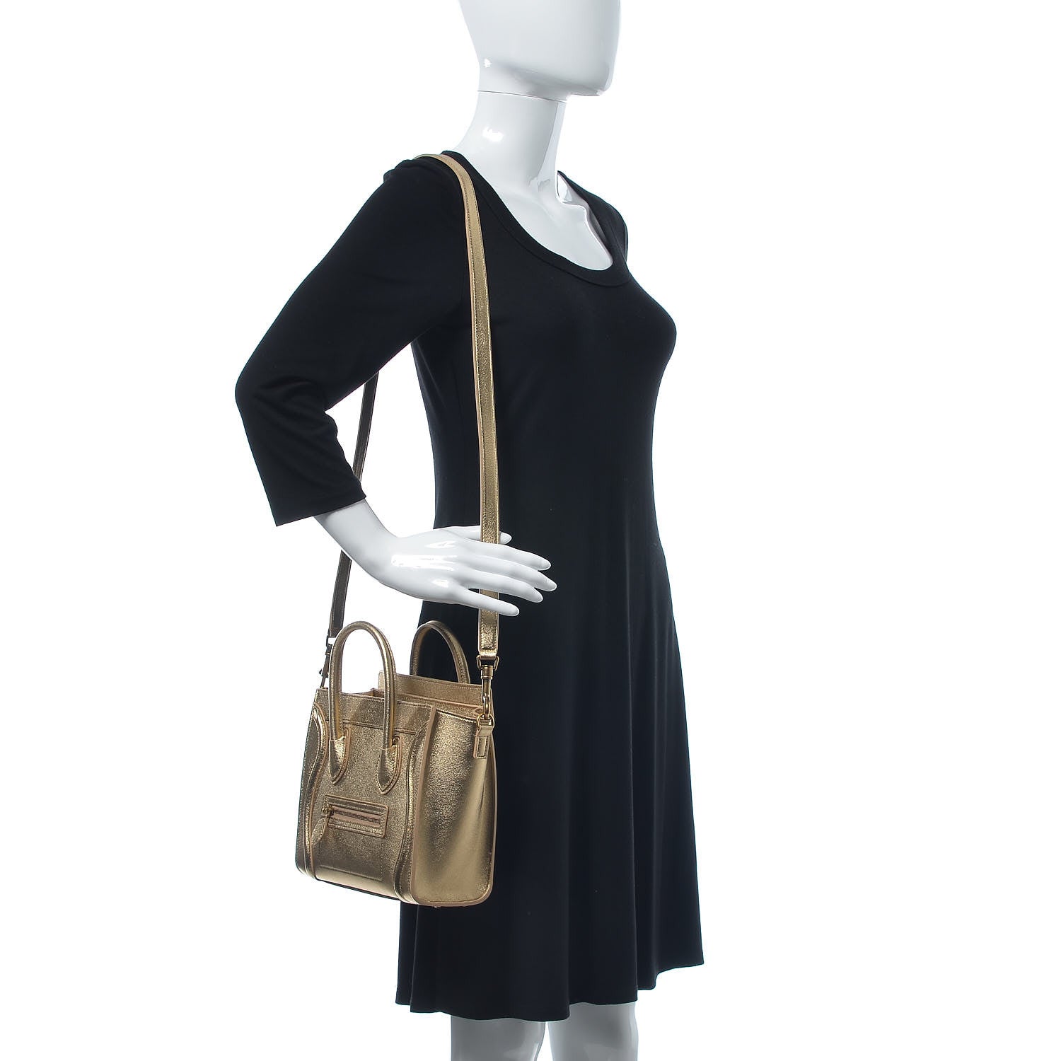 Celine Laminated Lambskin Nano Luggage Gold 2 of 13