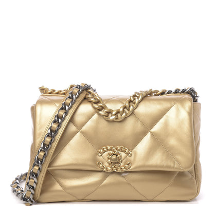 Chanel Metallic Goatskin Quilted Medium 19 Flap Gold 1 of 10