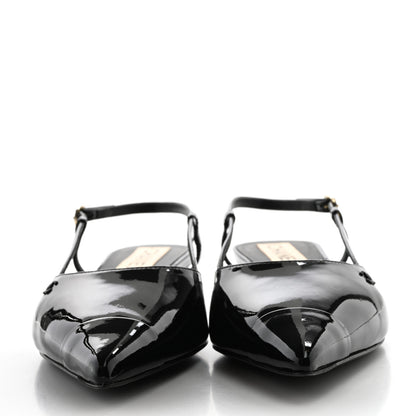 Chanel Patent CC Low Heel Slingback 38 Black 2 of 10