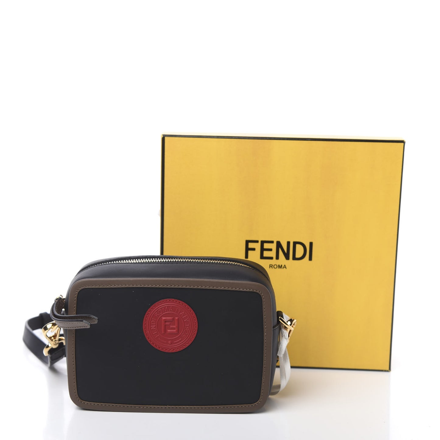Vitello Century Matte Stamp Patch Bi-Color Mini Camera Case Black Maya Fragola
