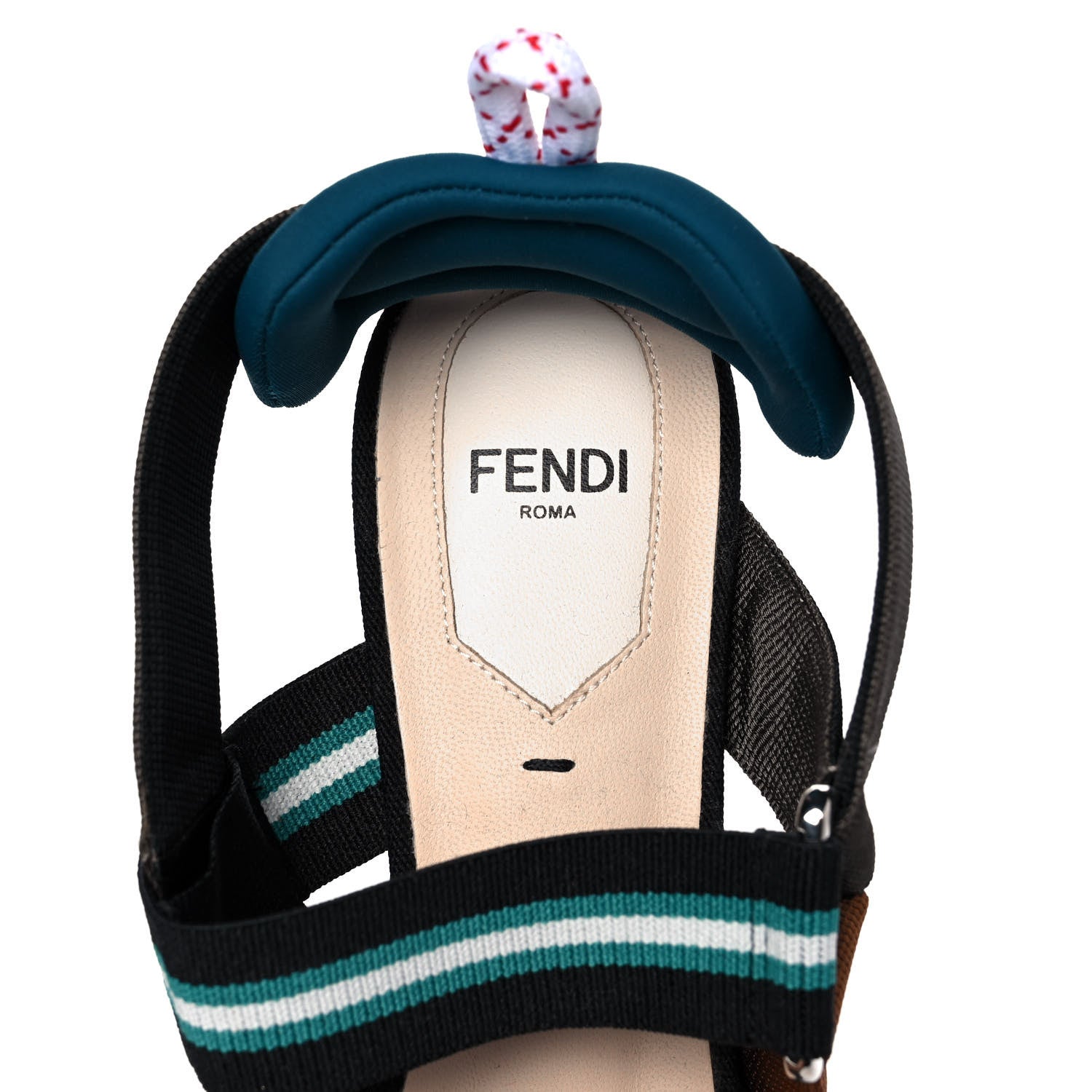 Fendi Technical Mesh Colibri 55mm Slingback Pumps 37.5 Black Verde Military 7 of 7