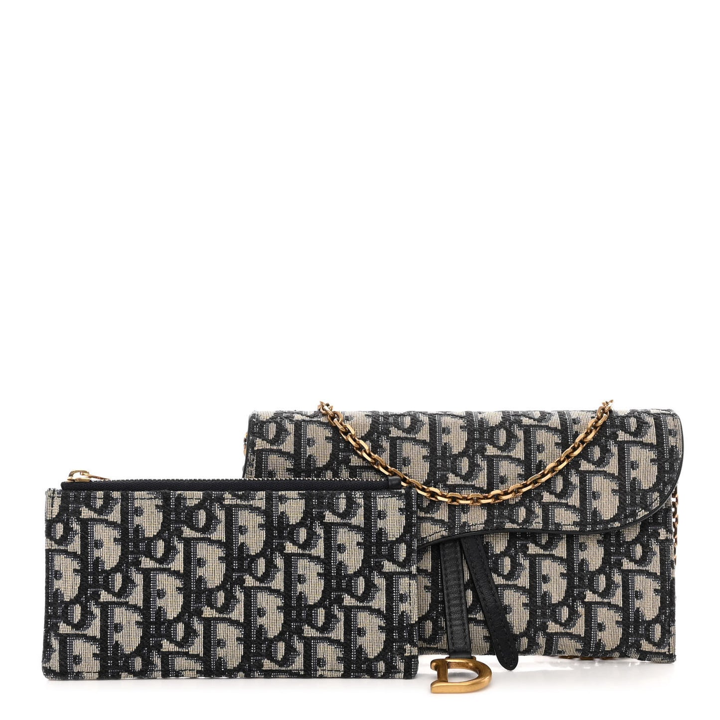 Oblique Saddle Chain Long Wallet Blue