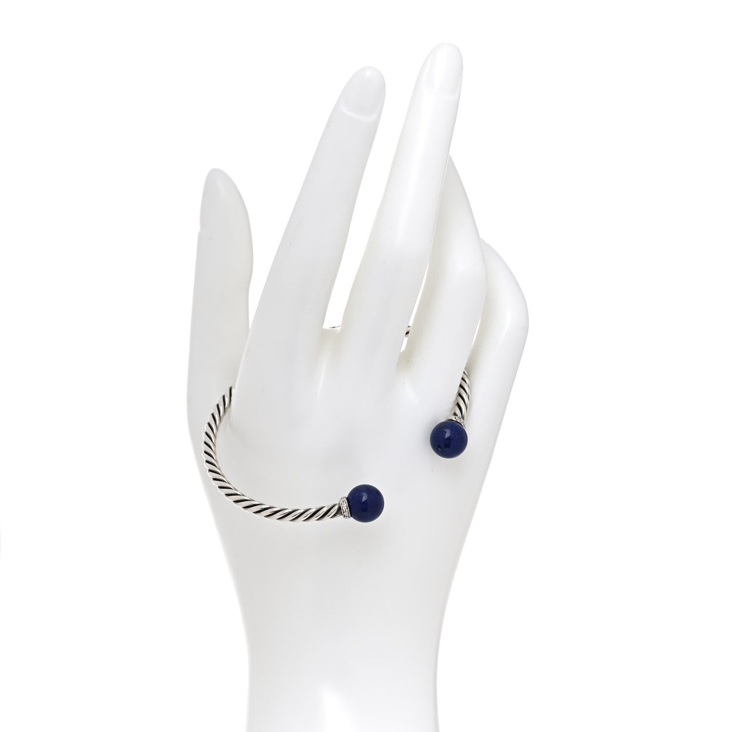 Sterling Silver Diamond Lapis Lazuli 9mm Solari Bracelet